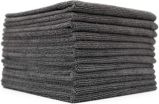 The Rag Company - All-Purpose Microfiber Terry Cleaning Towels - Commercial Grade, Highly Absorbent, Lint-Free, Streak-Free, Kitchens, Bathrooms, Offices, 300gsm, 12in x 12in, Grey (12-Pack)