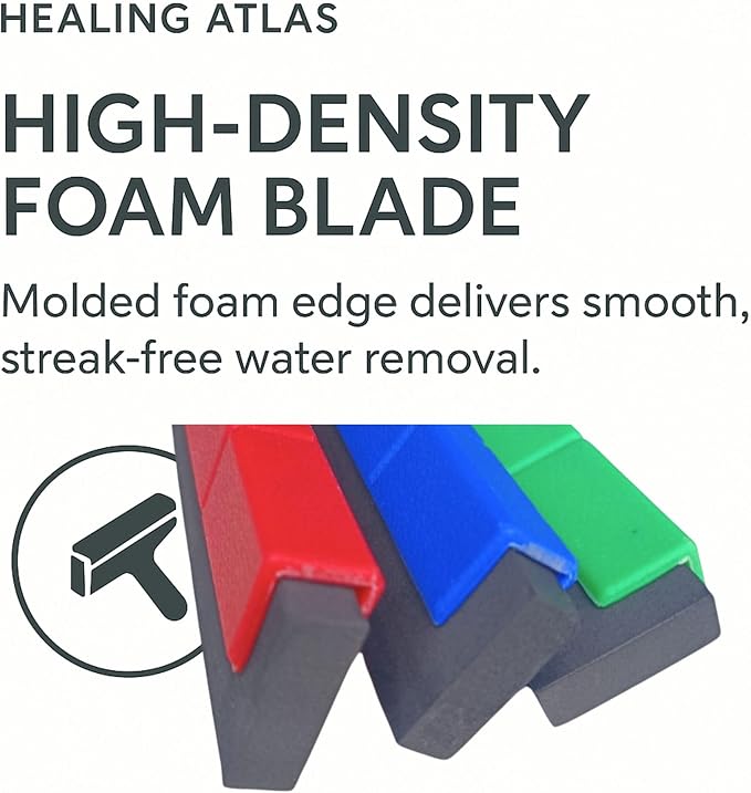 3-Pack 17” Foam Floor Squeegee Heads – Made with Recycled Plastic – EVA Foam Edge for Tight Floor Contact – Universal 7/8” Thread – Red, Blue & Green – Heavy-Duty Water Push Squeegee.