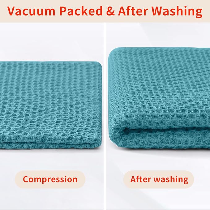 Homaxy 100% Cotton Waffle Weave Kitchen Dish Cloths 18-Pack, Lake Blue | 12 x 12 Inches, Ultra Soft Absorbent Dish Towels, Quick Drying Dish Rags with Hanging Loop