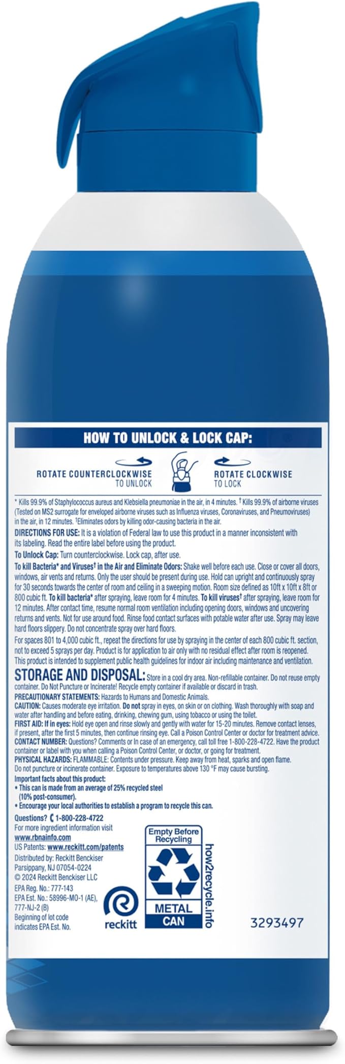Lysol Air Sanitizer Spray with Bacterial Odor Eliminator for Home & Office, Sanitizing Air Spray, Air Freshener Alternative, White Linen Scent, 10 oz (Pack of 6)