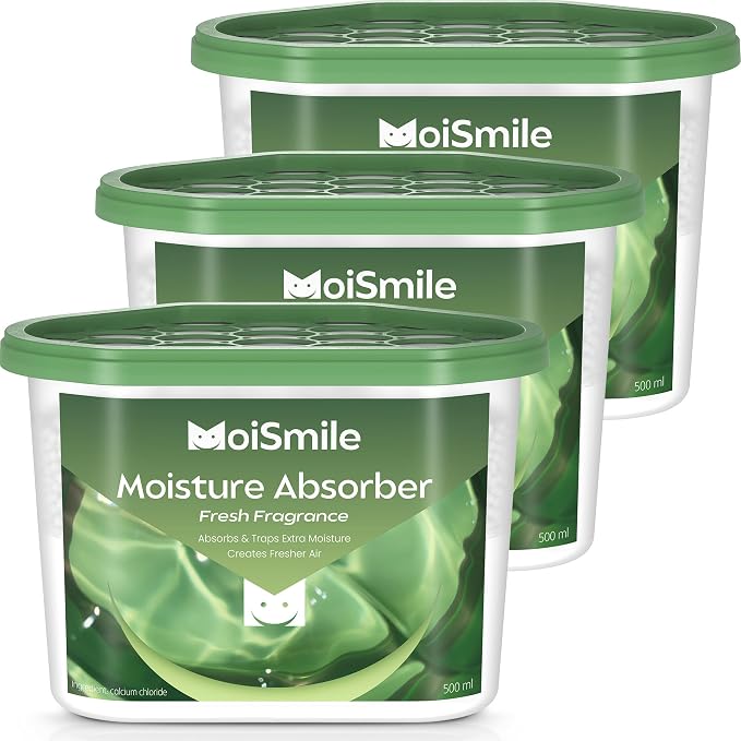 Moisture Absorbers, Fresh Scent Humidity Absorber, 3 Pack, 10.5 oz Boxes | With 6 g lavender scent beads per box; non-electric dehumidifier for closets, bathrooms, basements, cars and RVs.