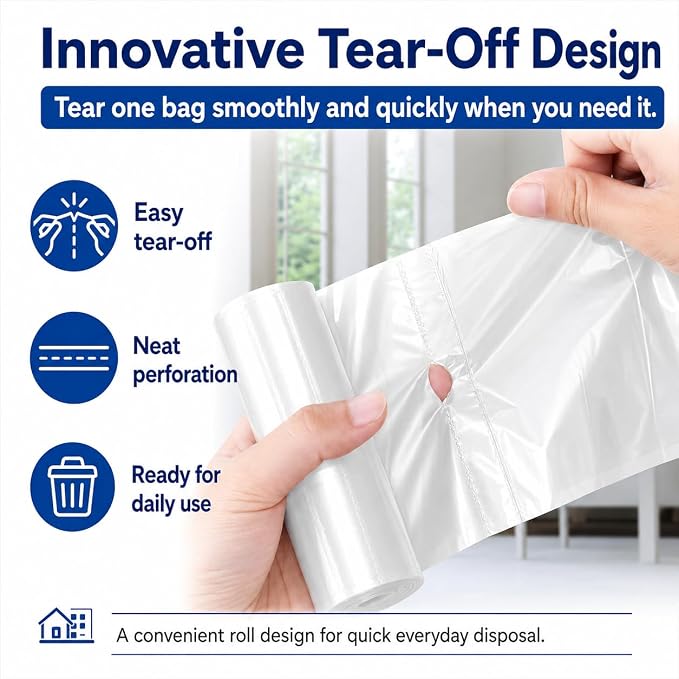 Teivio Small Trash Bags 3 Gallon 150 Counts 3 Gallon 3.1 Gallon 3.2 Gallon fit 10 liter Garbage Bags, Waste Basket Bags,Bathroom Trash Can Bin Liners, Plastic Bags for home office kitchen, Clear | Fit 10-12 Liters,2.5,2.6,2.8Gal,Mini Plastic Waste Bask...