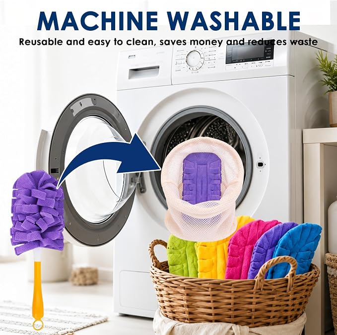 20 Pack Reusable Fleece Duster Refills with Detachable Handle, Washable Microfiber Dusters for Cleaning, 360° Dry Wet Microfiber Duster Refill Compatible with Standard Cleaning Handles (20)