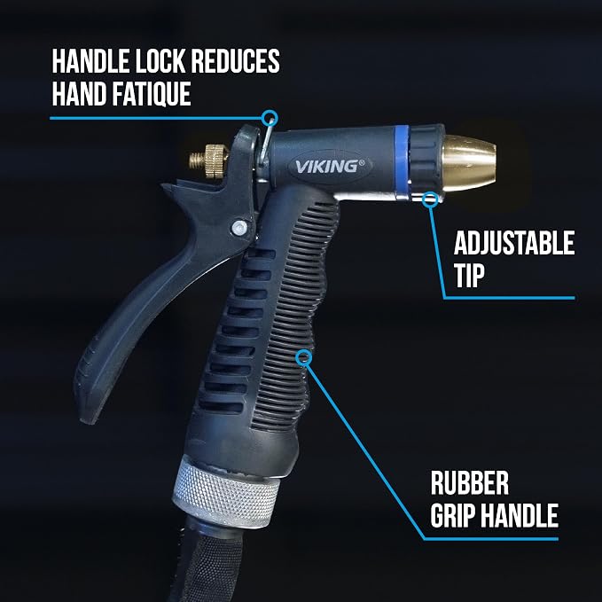 VIKING Hose Nozzle, Adjustable and Heavy-Duty for Cars and Home | Water Hose Nozzle for Car Washing Kit, Watering Plants, Washing Pets, and Home Use