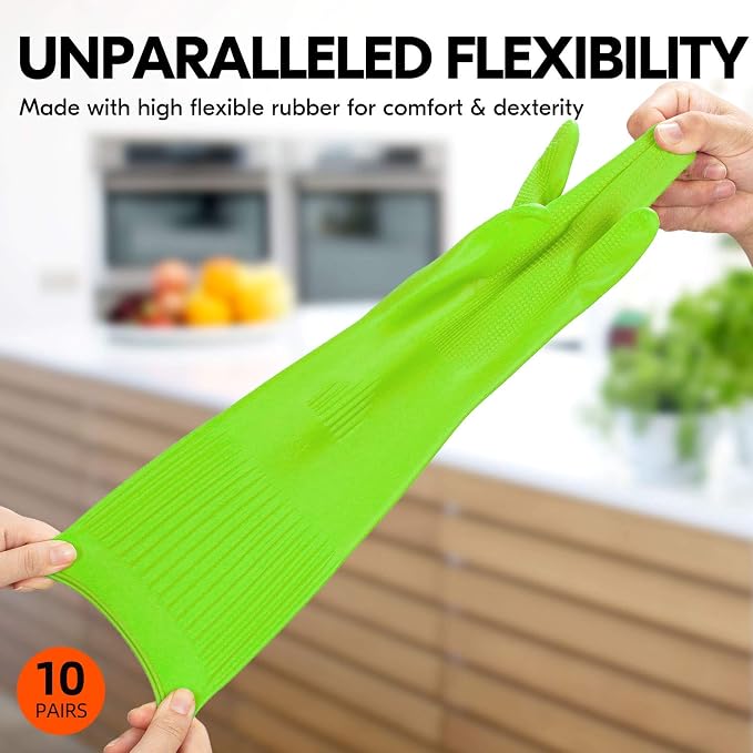 Vgo... Latex Reusable Cleaning Gloves,Long Sleeve Kitchen Gloves(RB2143) | 20cm long sleeve,extra thick,dishwashing,household,painting,gardening,pet care,car washing,bathroom,hair dyeing
