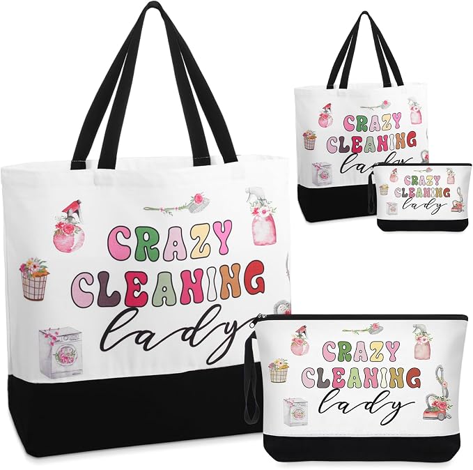 Paterr Housekeeping Gift Tote Bag and Makeup Bag Housekeeper Employee Appreciation Day Gift for Custodian Cleaner