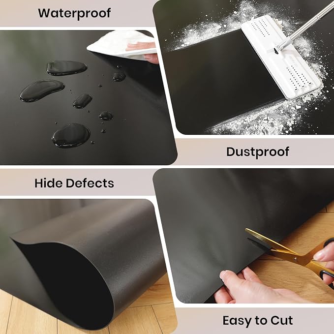 Black Office Chair Mat for Hardwood Floor, 48 x 60 in Desk Floor Protector | Heavy Duty Plastic Floor Mat, Smooth Rolling, Easy to Clean, Protects Wood & Tile Floors, Ideal for Computer & Gaming Chairs