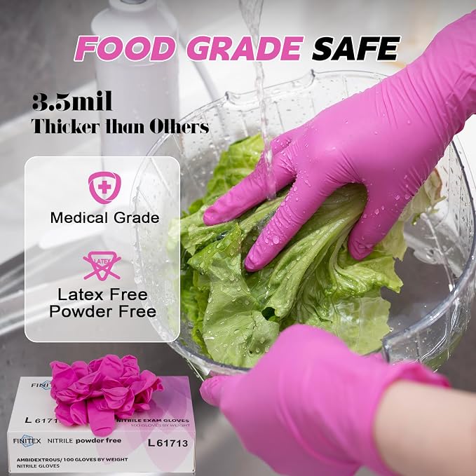 FINITEX Nitrile Disposable Latex-Free Gloves - 3.5mil 100/1000PCS Powder-Free Latex Free Cleaning Medical Exam Food Gloves