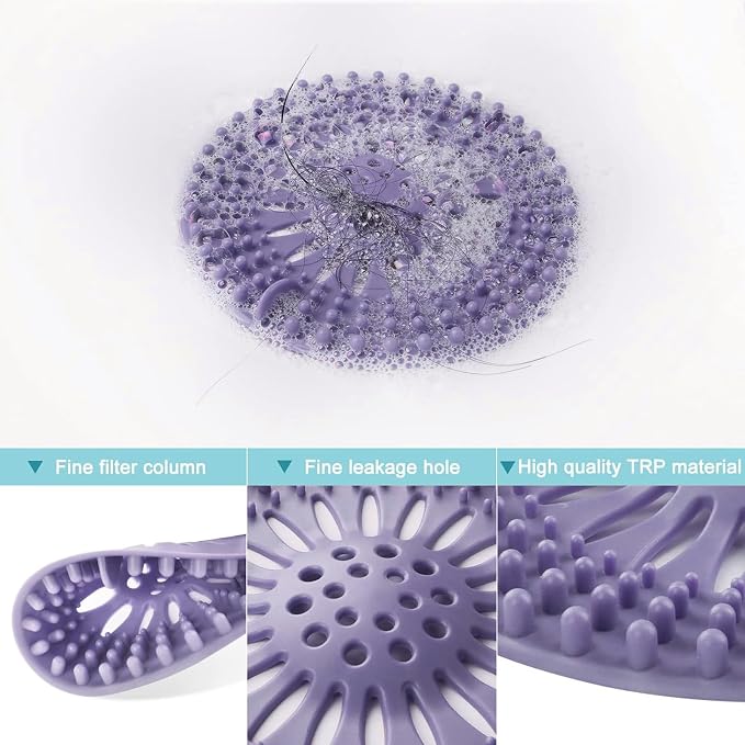 Gotega 5 Pack Bathroom Sink Drain Strainers, Hair Catcher for Shower | Sink Hair Catcher Shower Drain Durable Silicone Hair Stopper Shower Drain Cover Hair Trap, Bathroom Sink Replacement