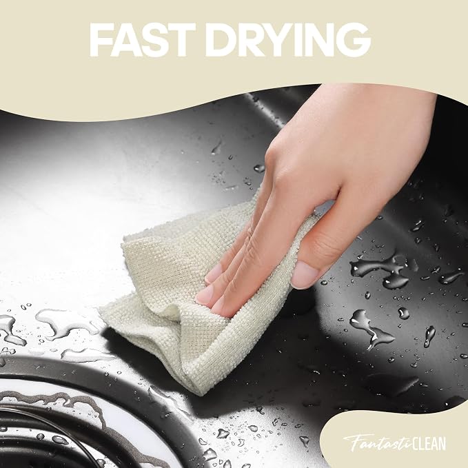 Fantasticlean Microfiber Cleaning Cloth Roll, 240 Pack, 8" x 8", Off-White | Tear Away Microfiber Towel Roll, Reusable Paper Towels, Rags for Kitchen, Pet, Dust, Car, Office, Cleaning Supplies, 4 Rolls