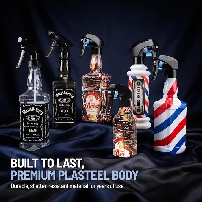 STUDIO LIMITED Barber Spray Bottle Barber Stylist Fine Mist Sprayer Refillable Hair Spray Bottles Mist (Stripe 500ml/16.9oz)