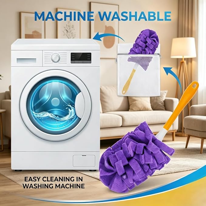 Reusable Chenille Microfiber Dust Duster, 2026 New Reusable Duster with Removable Washable Cloth Covers, 360°Electrostatic Duster Refills, Multi-Surface Dusting Mop for Efficient Home Cleaning (1Set)