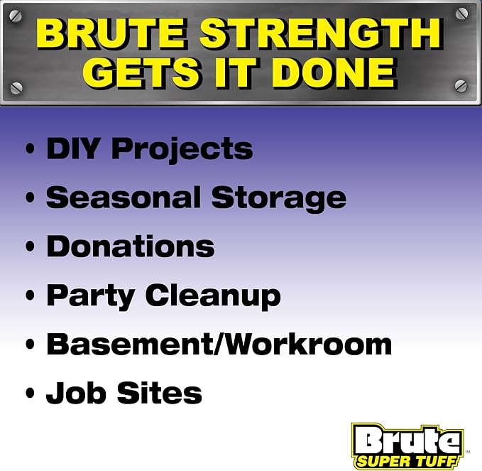 Brute Super Tuff 42 Gallon Contractor Bags, 2.0 Mil, Black, Unscented, 20ct | Heavy Duty Black Garbage Bags, Superior Rip, Tear, and Leak Protection, Twist Tie Closure, Construction Cleanup, DIY Waste