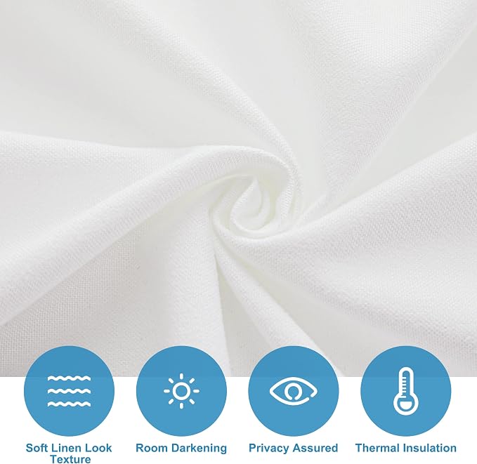 RYB HOME Tricia Door Curtain Natural Linen Blended French Door Curtain | Room Darkening, Window Shades for Patio Doorway, Privacy, Tie up Blind, Farmhouse Home Decor, W26 x L69, White, 1 Panel