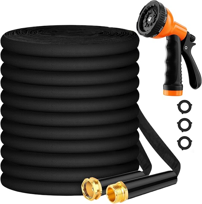 Upgraded 50FT Expanding Garden Hose - Lightweight, Kink-Free & Burst-Resistant Flex Hose with 8-Pattern Spray Nozzle for Lawn, RV, Car Wash (50 ft Expandable Water Hose) (50ft)