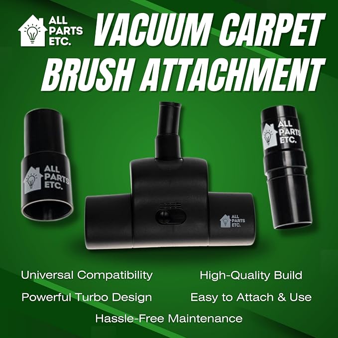 Vacuum Carpet Brush Nozzle Attachment, 1.25” Turbo Floor Brush Accessories, Head for Shop Vac, Bissell, Shark, Oreck, Hoover, Eureka & Central Vacuum (Style May Vary)