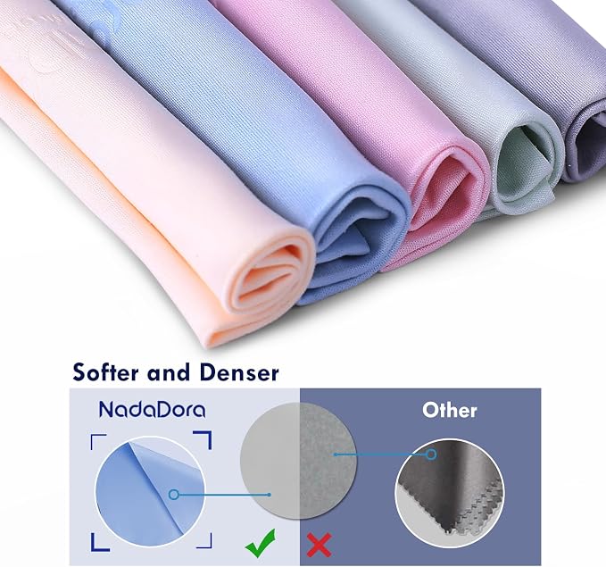 Nadadora Individually Wrapped Assorted Color Premium Microfiber Glasses Cleaning Cloths, 10 Pack, Thickened,Soft Dense for Eyeglasses,Sunglasses,Camera,Jewelry,Phone,Lense,LCD,Reusable Washable,6"X7"
