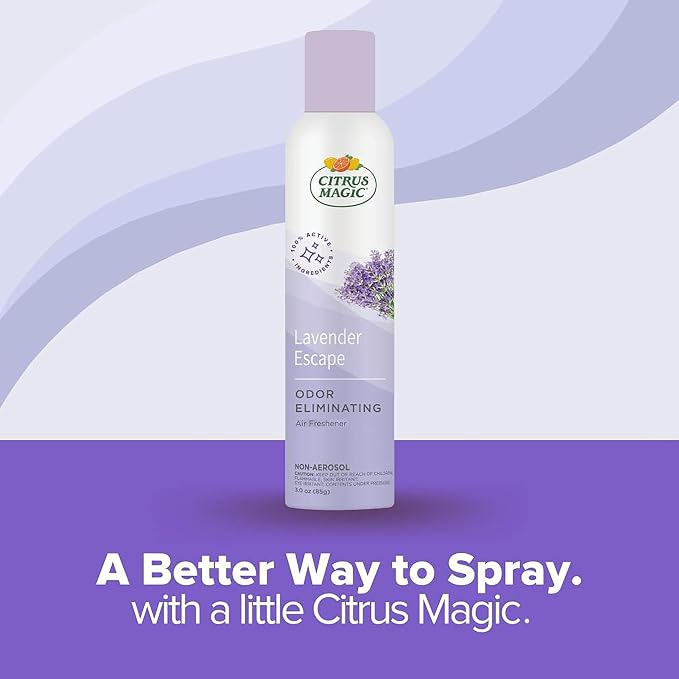 Citrus Magic Air Freshener Spray, Lavender Escape, 3 Ounce, Pack of 3 | Odor Eliminator for Home, Up to 7 Hours of Freshness, Non-Aerosol, Citrus-Based Formula