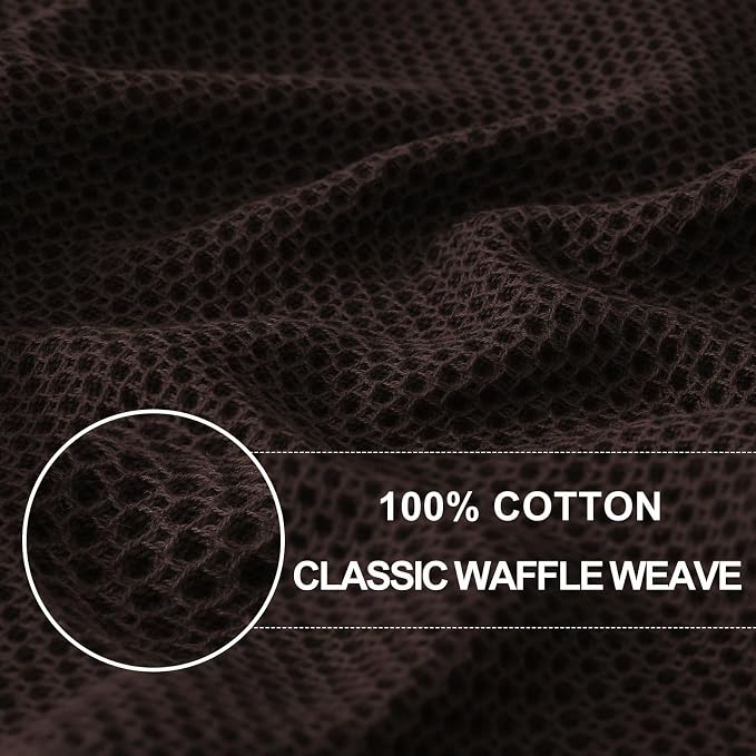 Homaxy 100% Cotton Waffle Weave Kitchen Dish Towels 18-Pack, Dark Brown | 13 x 28 Inches, Ultra Soft Absorbent Dish Towels, Quick Drying Cleaning Towels
