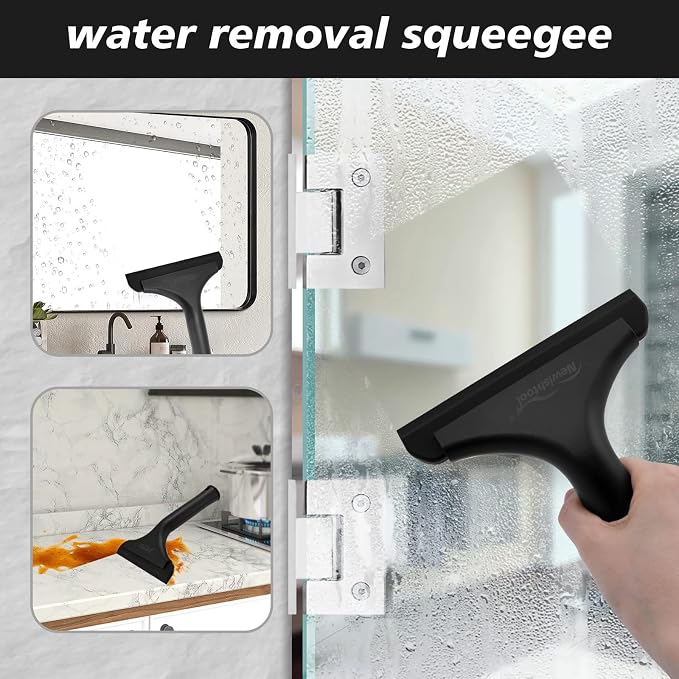 NEWISHTOOL All-Purpose Small Silicone Squeegee Window Tint Tool, 3 Pack | Small Squeegee for Shower Glass Door Mirror Car Windshield Kitchen Countertops Cleaning Water Removal Scraper w/ Hanging Hole