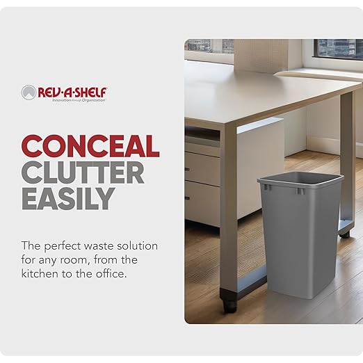 Rev-A-Shelf Double Pullout Garbage Trash Cans for Kitchen Cabinets, 35 Qt | Replacement Large Capacity Waste/ Recycling Bins for Kitchen Cabinet Pullouts, Silver, RV-35-17-2