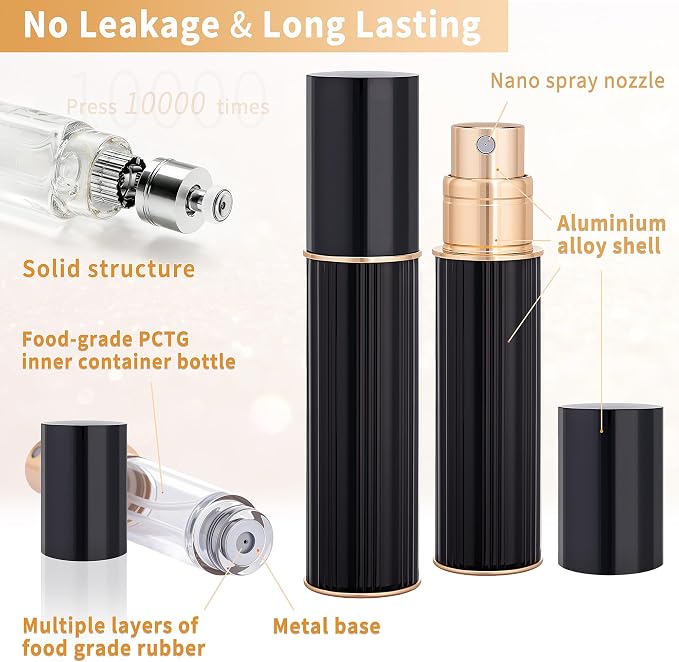 5ml Travel Perfume Atomizer Refillable Spray Bottle Atomiser (Black) | Perfume Spray Bottle, Fragrances Atomizer, Perfume Travel Refillable Bottle,Perfume Dispenser