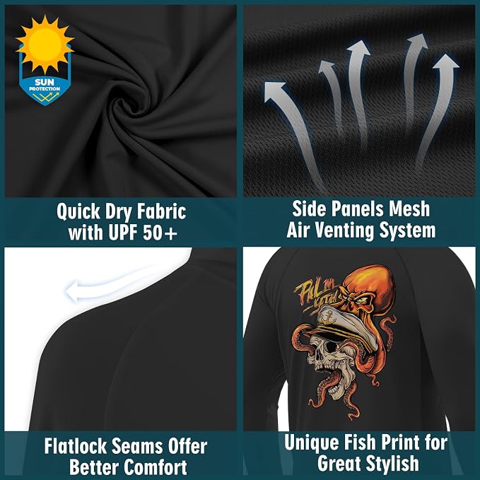 Palmyth Men's Fishing Hoodie UPF 50+ Long Sleeve with Face Mask Neck Gaiter | Zipper Pocket, Thumb Loops, Quick-Dry, Side Mesh Panels, Lens Cleaning Cloth