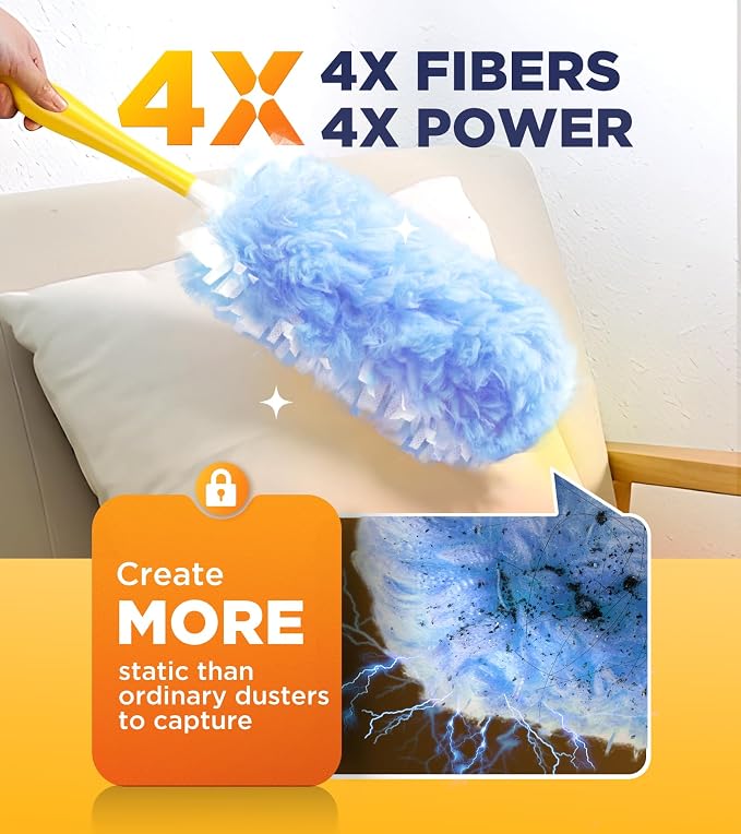 Heavy Duty Duster Refills for Swiffer Duster, 20 Count | 1 Handle, 360° Multisurface, 4X Microfibers, Unscented Disposable Dusters for Cleaning