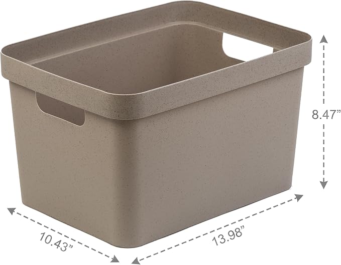 BINO | Plastic Storage Bins, 16 Liter - 2 Pack, Taupe | THE MODERN COLLECTION | Plastic Bins for Organization | Woven Storage Baskets for Organizing | Pantry Shelf Organizer Basket Container Bin