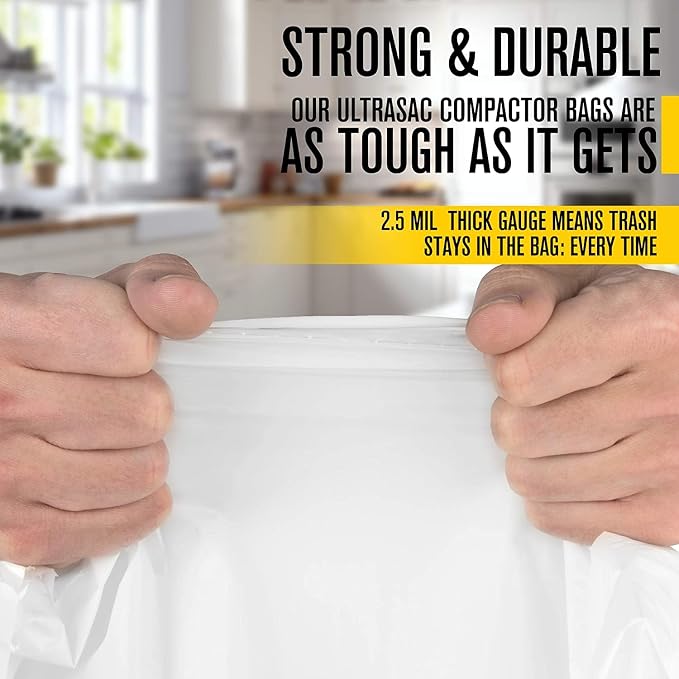 Ultrasac Trash Bags 18 Gallon for 15 inch Compactors - 25" x 35" 2.5 MIL