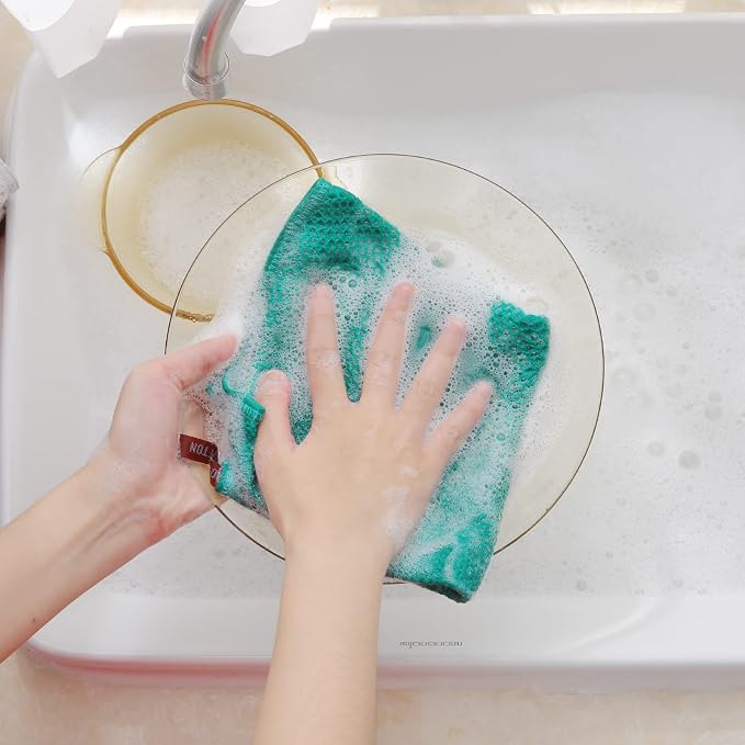 Homaxy 100% Cotton Waffle Weave Kitchen Dish Cloths 8-Pack, Teal | 12 x 12 Inches, Ultra Soft Absorbent Dish Towels, Quick Drying Dish Rags with Hanging Loop