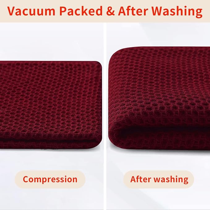 Homaxy 100% Cotton Waffle Weave Kitchen Dish Cloths 8-Pack, Burgundy | 12 x 12 Inches, Ultra Soft Absorbent Dish Towels, Quick Drying Dish Rags with Hanging Loop
