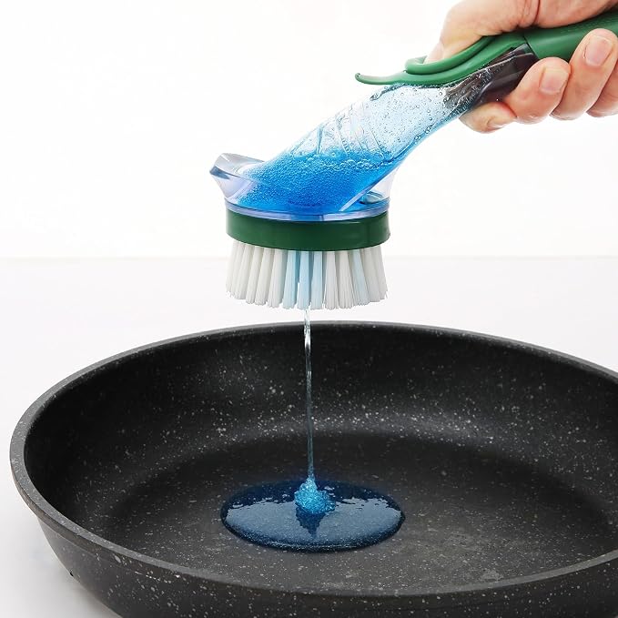 CLEANHOME Kitchen Cleaning Tool Set - 3-Pack Dish Scrub Brush Kit | with 10PCS Non-Scratch Scrub Sponges, Bottle Brush & Pot Scrubber, Safe for Cookware, Bathroom & Nonstick Surfaces