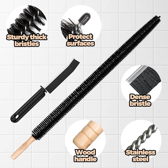 Holikme Dryer Vent Cleaner Kit 8 Pack - Household Cleaning Supplies,Long Flexible Refrigerator Coil Brush Radiator Brush,Dryer Lint Brush Home Essentials for Lint Trap Dust Vacuum Brush