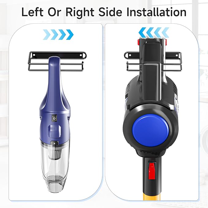Vacuum Holder Wall Mount, Cordless Vacuum Wall Mount Holder for Handheld & Stick Vacuums Accessories, Heavy Duty Metal Vacuum Stand with Storage (Black)