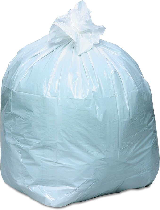 Earthsense Commercial RNW1K150V Recycled Can Liner, 13 gal, .85 mil, 24" x 33", White (Pack of 150)