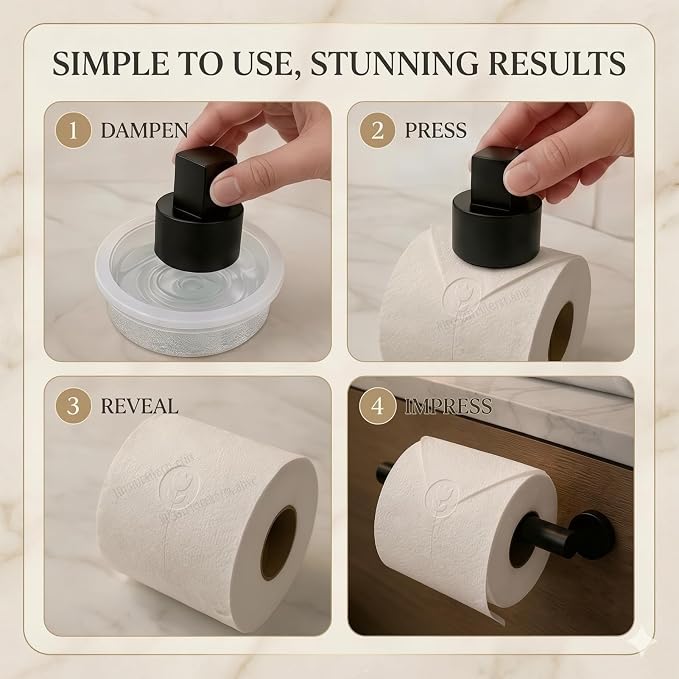 Toilet Paper Stamp Seal Press, Floral Embosser with Water Reservoir | Floral stamp, 1.18 in toilet tissue embosser for guest rooms, staging, housekeeping