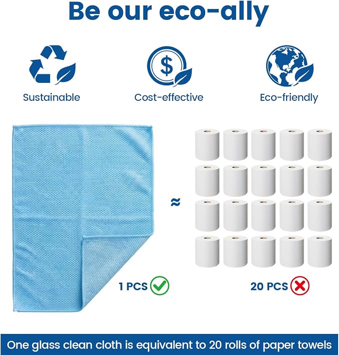 Niveaya Microfiber Glass Cleaning Cloth, Reusable Fish Scale Cloth 8 Pack | Streak Free Lint Free Cleaning Towels, Quick Drying Polishing Cloth for Window, Kitchen, Shower, Stainless Steel, Auto