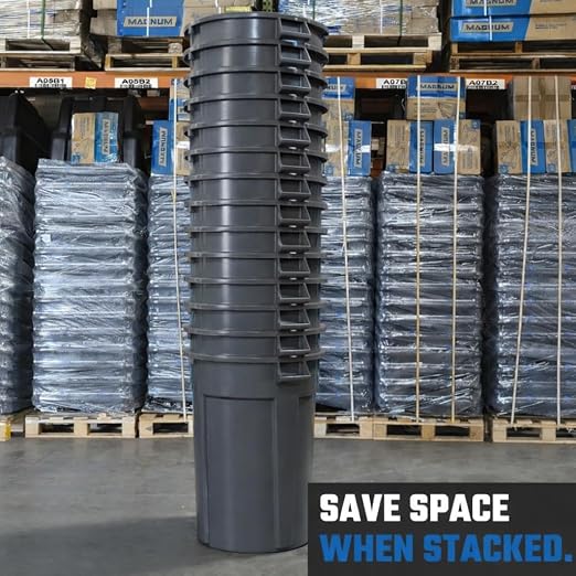 Magnum Gray 44 Gallon Trash Can Set (Trash Can, Quiet Dolly, and Reinforced Lid), Construction Grade, Jobsite Ready for Handling and Rolling Garbage CMTC-CLD0-44G01 (1 Set)