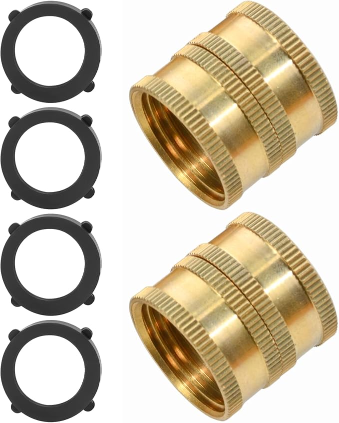 2 Pack 3/4" Garden Hose Connector with Dual Swivel for Male Hose to Male Hose, Double Female | for Male Hose to Male Hose