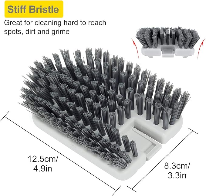 Stiff Bristles Brush Refill Fit Lalafancy Shower Bathtub Cleaning Brush | Replacement Head Effectively Removes Stubborn Stains for Cleaning Tiles, Marble Floors and Other Hard Surfaces