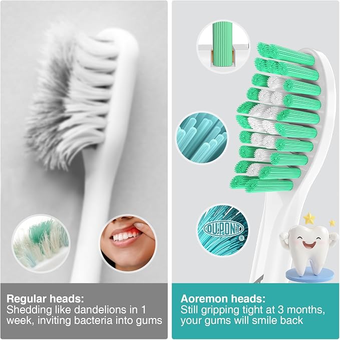 Aoremon Toothbrush Replacement Heads fit for Philips Sonicare E-Series | Toothbrush Heads fit for Essence Xtreme Elite Advance CleanCare Screw-on Electric Toothbrush Handle, 3 Count, Green