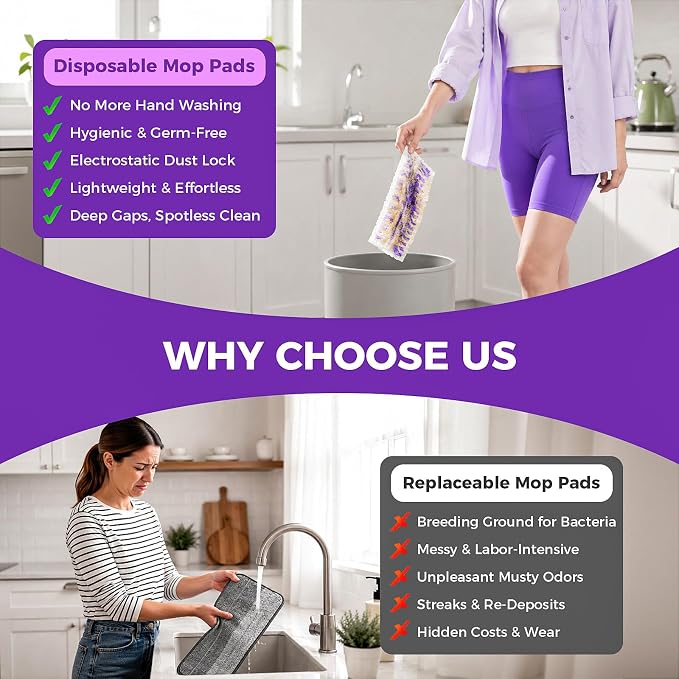 50PCS Disposable Power Mop Pads for Swiffer Power Mop | Disposable Spray Wet Pads Refill for Swiffer Powermop, Household Wet & Dry Mops Pads for Multi-Surface Floors Cleaning