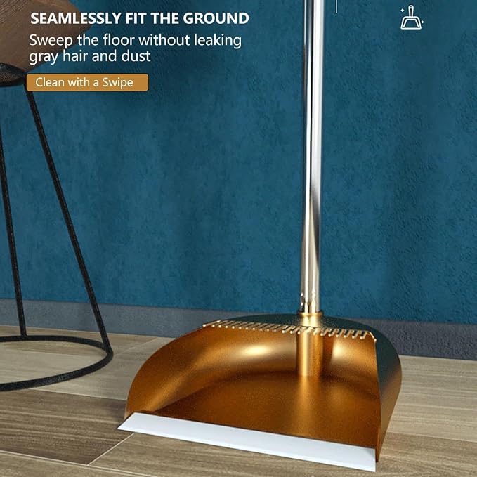 Long Handled Broom and Dustpan Set, 88cm Indoor Broom | Indoor Outdoor Sweeping Tool with Dustpan Combo Set, Long Handle with Upright Stand, Versatile for Home Kitchen Dorms Bath