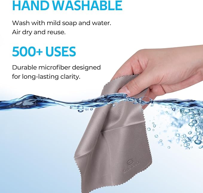 6 Pack Premium Microfiber Glasses Cleaning Cloths - Ultra Soft & Scratch Free for Eyeglasses, Sunglasses, Camera Lenses, Tablets & Screens - Washable & Reusable