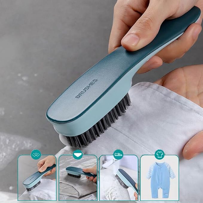 Laundry Scrub Brush Soft Bristle Brush Clothes Cleaning Brush for Stains | 2 Pack Scrubbing Brush Household Cleaning Tool for Bathroom Countertops Bathtubs