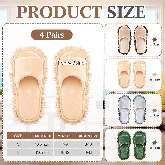 Jecery 4 Pair Microfiber Mop Slipper