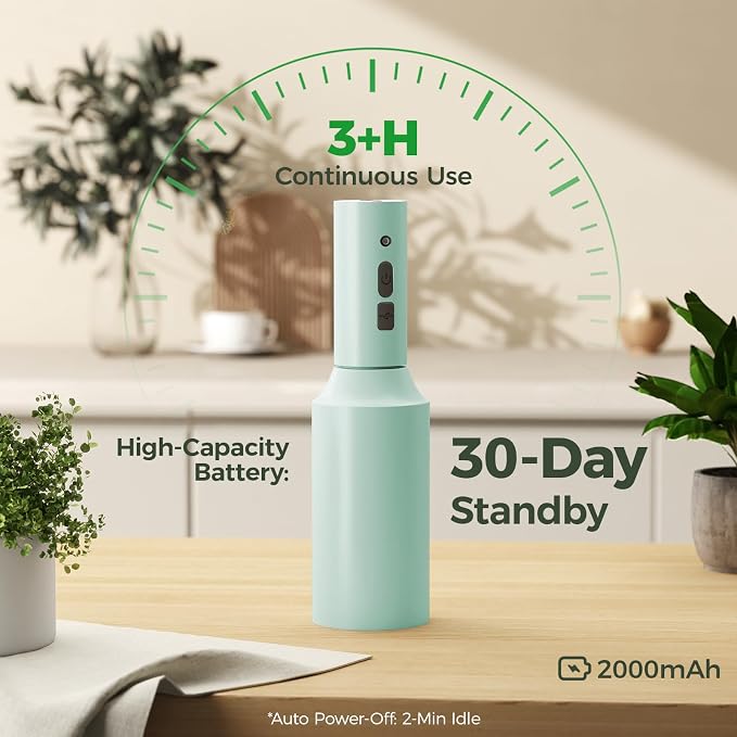 Bamworld Rechargeable Battery Powered Sprayer Electric Spray Bottle 750ml | Continuous Mist Sprayer for Plants Cleaning Hairstyling Gardening USB Fast Charging Indoor Outdoor Use Hands-Free Green