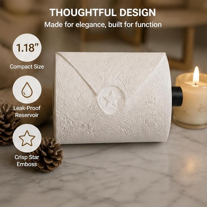 Toilet Paper Stamp Seal Press, Star Embosser with Water Reservoir | Star stamp, 1.18 in toilet tissue embosser for hotel rooms, guest baths, staging, housekeeping