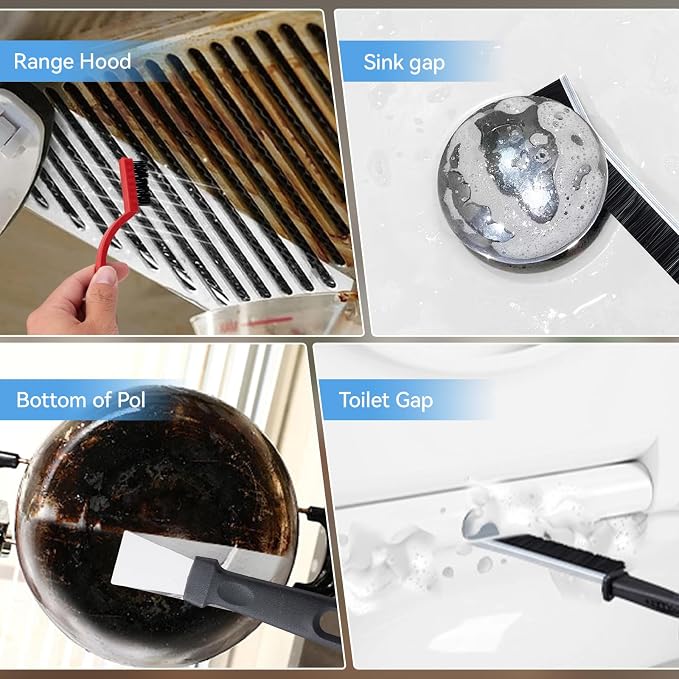Crevice Cleaning Brush,13 Pcs Scrub Brushes for Cleaning Hard Bristle Cleaning Brushes for Household Use, CleaningSupplies for Kitchen, Bathroom, Corner, Sink, Cup, Bottle